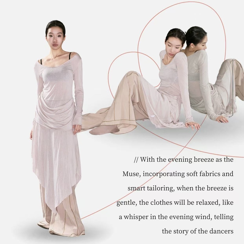 Dress with Long Sleeves, Modern Dance Exam Outfit, Similar to the Style of the Wind Instruments, Stage Performance Dress for Sister Lang, Slimming and Asymmetrical