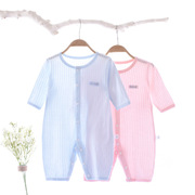 Chỗ bé Summer jumpsuit mỏng dài tay trèo bông bé kaki vào sơ sinh pajama phù hợp với điều hòa không khí