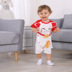 Mùa hè bé jumpsuit bông đỏ ròng ngắn tay quần áo kaki bé trực tiếp mỏng nam và nữ quần áo leo núi 