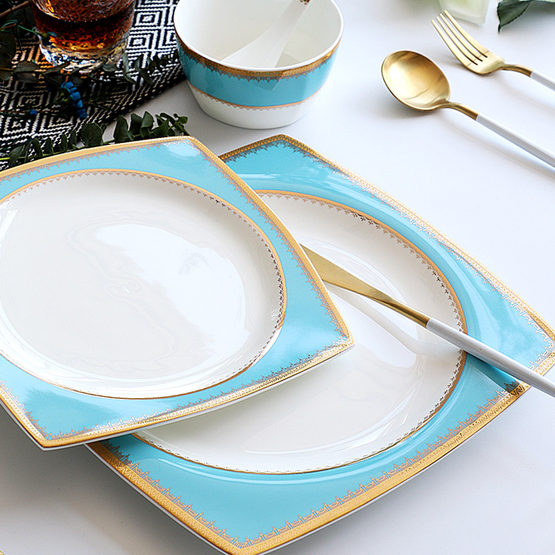 Steak plate Western plate Household bone China set European tableware knife and fork Bread plate soup plate Pasta plate 2021 new