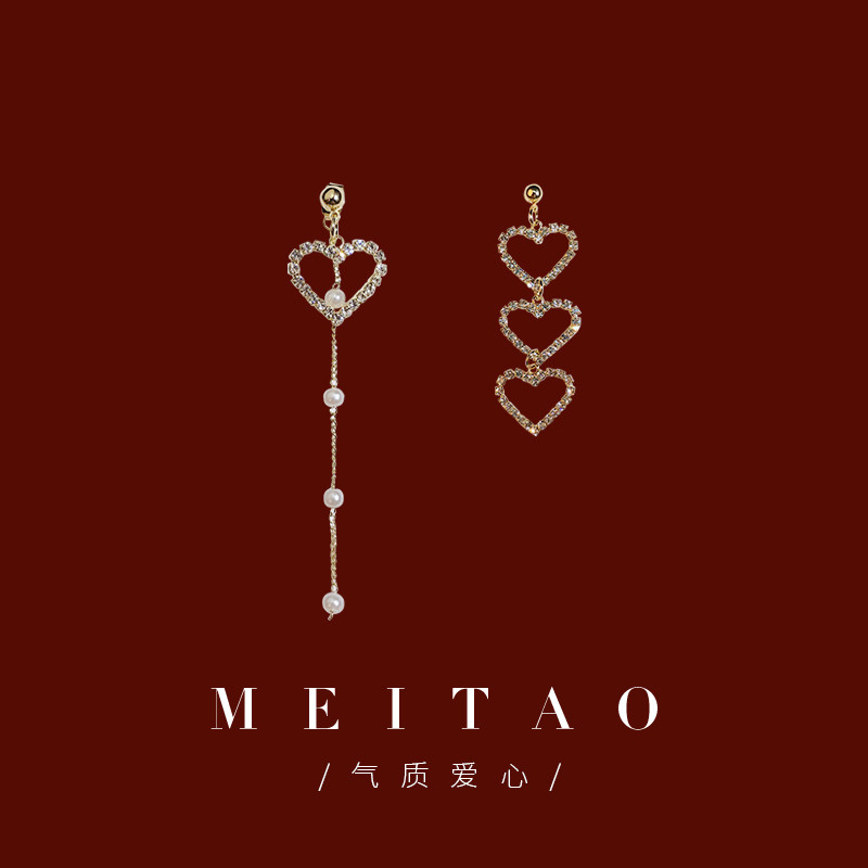 ASYMMETRICAL EARRINGS 2022 NEW TIDE NET RED SILVER NEEDLE EAR PIN FEMALE TEMPERAMENT EAR CLIP WITH EAR PENDANT WITHOUT EARBUDS EARBUDS