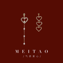 Asymmetric earrings 2021 New Tide Net red ear nail female sterling silver temperament ear clip love earrings without ear hole earrings