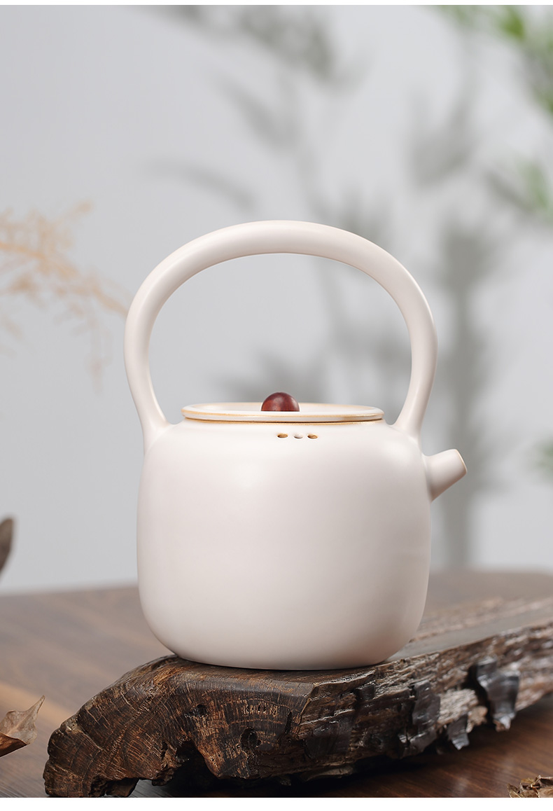 Jingdezhen white pottery teapot the yu, the electric TaoLu boiled tea tea kettle household girder of black pottery pot of kung fu tea set