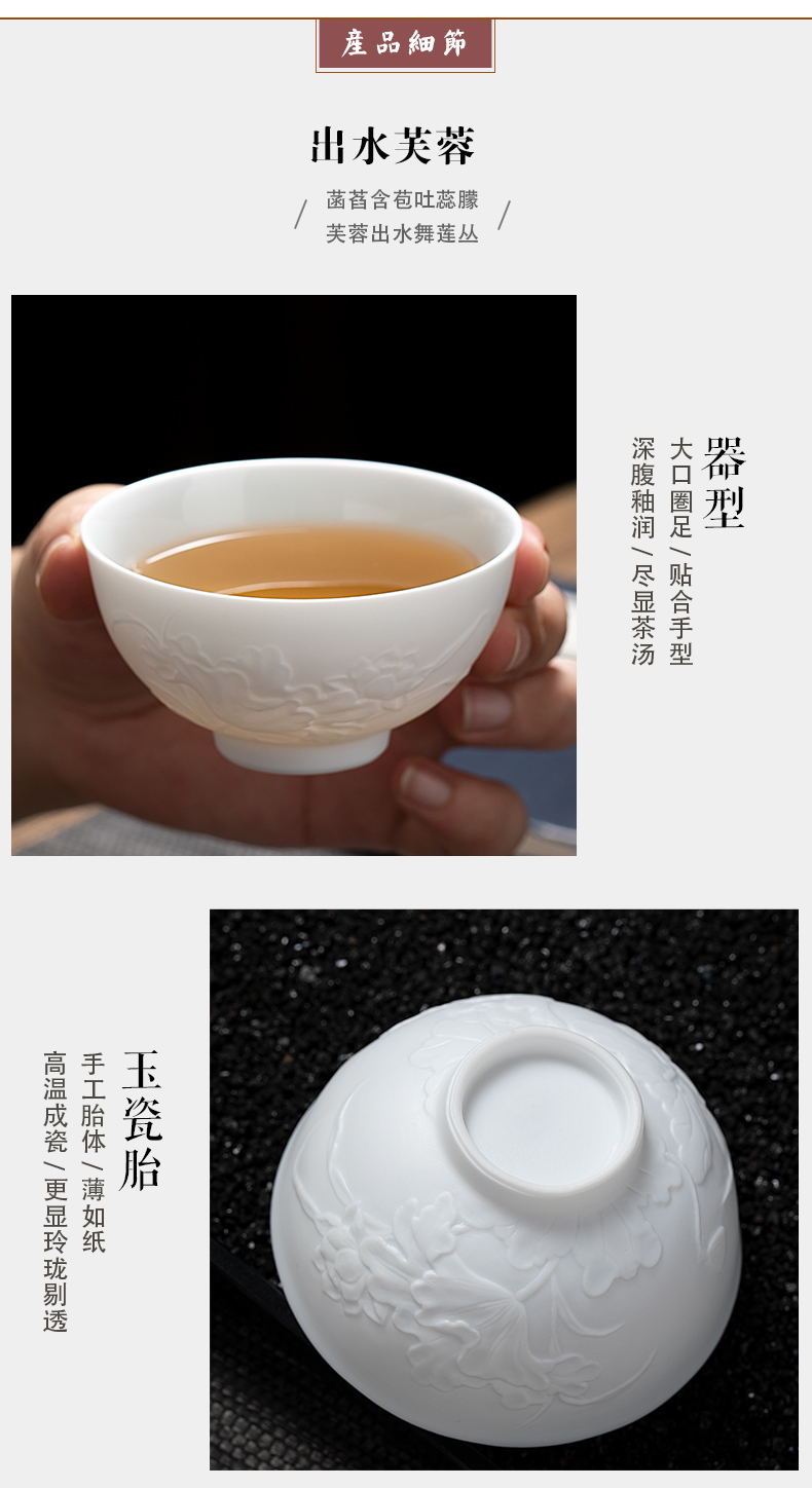 Yu ware jingdezhen ceramic cups water lotus kung fu tea sample tea cup manual its master cup single CPU