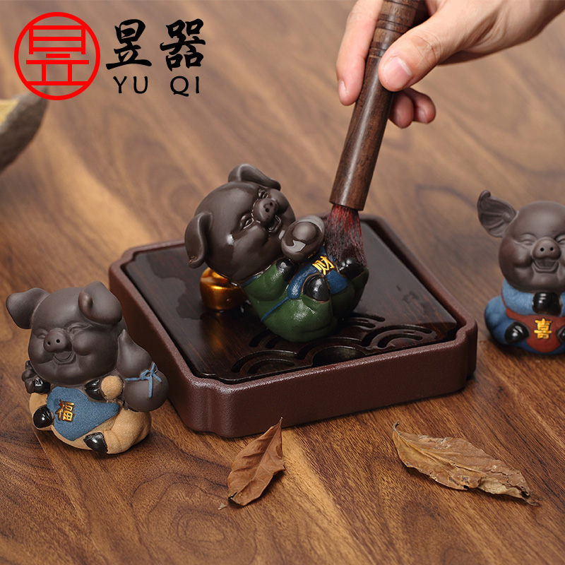 Year of the rat ferro, ShouXi goods wufu pig Year tea pet accessories purple sand tea tray was furnishing articles play cartoon creative tea to keep