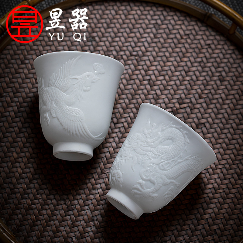 Yu ware jingdezhen ceramic cups longfeng the cup sample tea cup single CPU master cup kung fu tea tea set