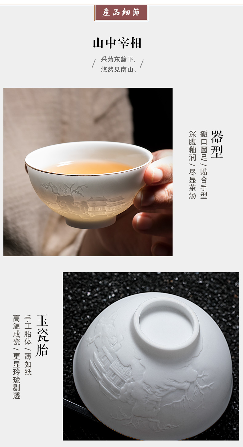 Yu mountain of jingdezhen ceramic cups of prime minister single cup sample tea cup kung fu tea tea service master cup by hand