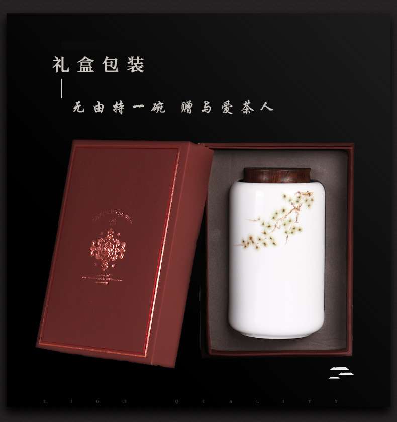 Yu is a shadow green ceramic tea pot tin lid seal pot white porcelain hand - made wake receives loose tea tea storehouse storage tanks