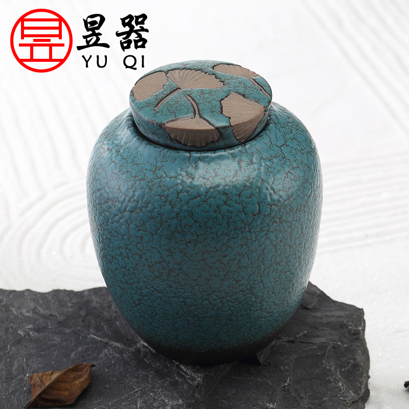 Yu ceramic coarse pottery tea pot seal large storage loose tea a kilo of black tea tea tea cylinder accessories