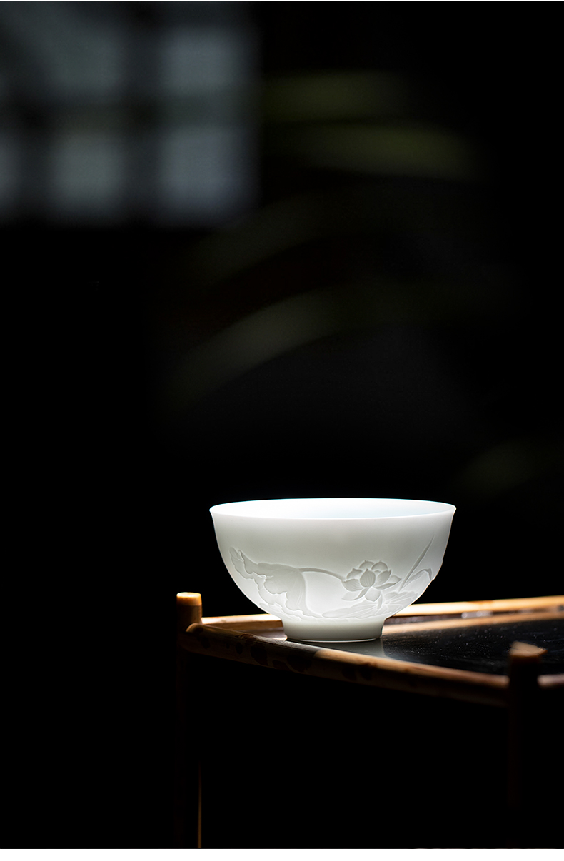 Yu ware jingdezhen ceramic cups water lotus kung fu tea sample tea cup manual its master cup single CPU