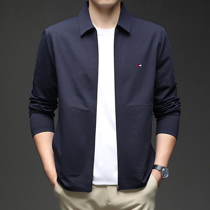 Special Offer: American Tommy Men's Jacket, Spring and Autumn Thin Coat, High-End Fashion Casual Seamless Jacket with a Turn-Down Collar