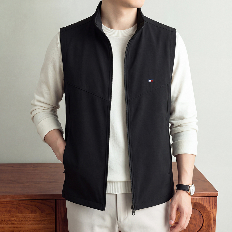 American Tommy Stand-Up Collar Vest for Men, Autumn and Winter Casual Versatile Warm Vest, Outdoor Sports Windproof Vest American Tommy Stand-Up Collar Vest for Men, Autumn and Winter Casual Versatile Warm Vest, Outdoor Sports Windproof Vest