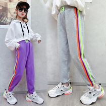 Girls pants Spring and Autumn wear Foreign style 2021 new autumn childrens baby trousers autumn childrens sports pants