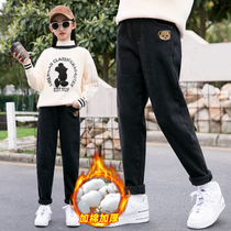 Girls plus velvet pants foreign air wear new 2020 baby triple cotton pants childrens winter thick jeans