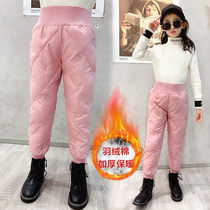 Girls plus velvet pants outside wearing foreign Style 2020 new fashion baby winter warm children thick down cotton pants