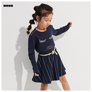 Nono-CO trẻ em mùa thu Girl dễ thương Elegant Eyelash In nghi bông dài tay áo T-shirt.