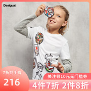 Desigual cho trẻ em mùa thu Boy Mario Co-khâu giả hai mảnh dài tay đáy T-shirt