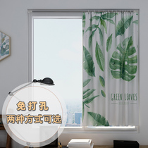 Curtain-free hole installation telescopic pole office shading and sunshade simple rental bedroom cloth small Velcro paste