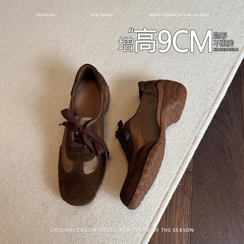 Genuine Leather Retro British Style German Training Shoes with Thick Soles, Hidden Height Increase, Versatile Casual Shoes, Women's Leather Shoes Genuine Leather Retro British Style German Training Shoes with Thick Soles, Hidden Height Increase, Versatile Casual Shoes, Women's Leather Shoes
