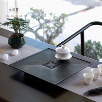 Zhixintang whole natural black gold stone tea tray Portable Chinese stone tea table Dry foam drainage household tea sea tea set