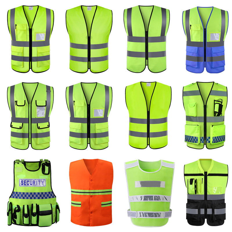 Reflective vest construction site construction project fluorescent vest multi-pocket traffic road administration sanitation workers safety reflective clothes