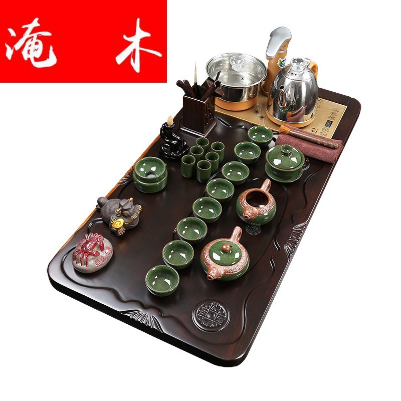 Flooded ebony wood tea tray was four unity of violet arenaceous kung fu tea set home office tea table