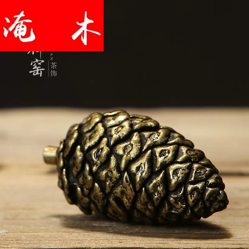 淹木 Shi Zen Kiln Pure Copper Pine Cone Tea Pet Japanese-style cover shelved tea table cover bracket Kung Fu tea ceremony match