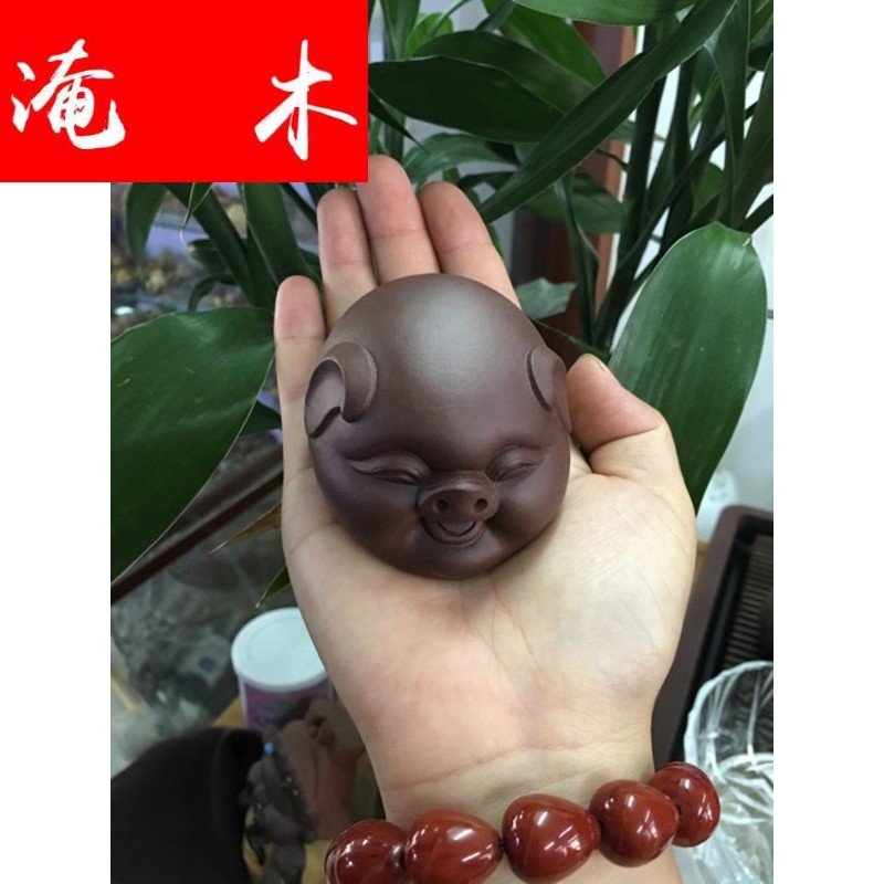 Flooded wood states tao fang purple sand its blessing pig tea pet happy "with small round pig furnishing articles sell like hot cakes
