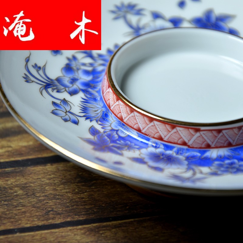 Submerged wood jingdezhen blue and white three colored enamel tureen tea cups to always pick flowers and ceramic cups kung fu tea mercifully