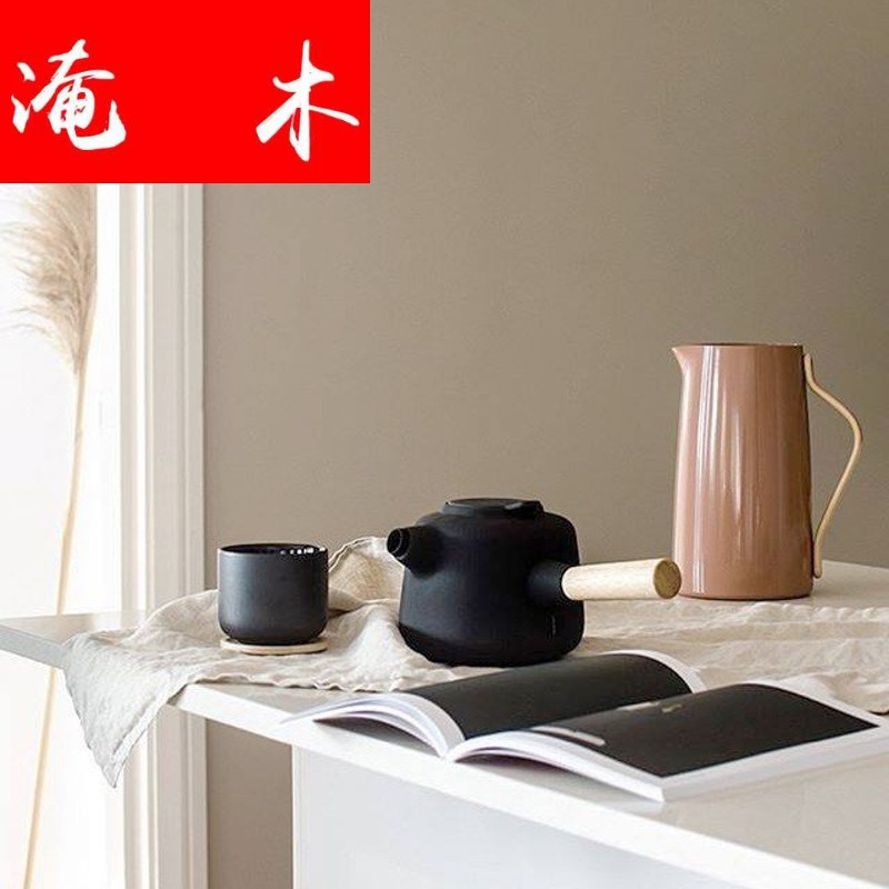 Submerged wood Denmark contracted grind arenaceous cooking pot ceramic side boil pot of 750 ml Nordic home little teapot tea