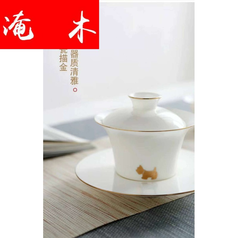 Flooded wooden dog new jade porcelain set of kung fu tea set dehua white porcelain teapot teacup tureen ceramic home support