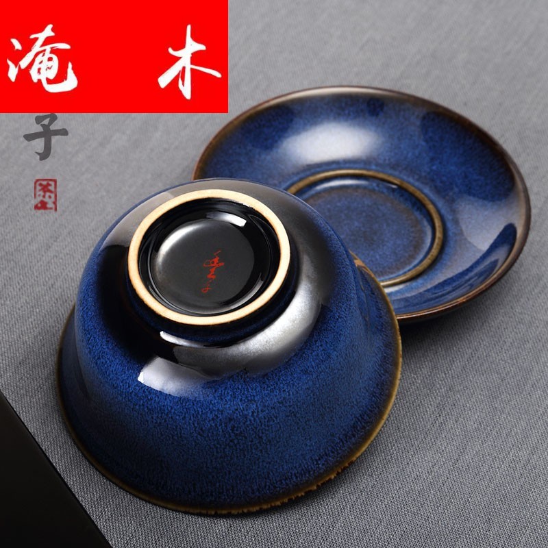 Flooded three ancient wood FengZi ceramic cups porcelain tureen lid cup kunfu tea cover cup tea kungfu tea set