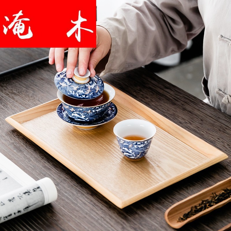 Submerged wood jingdezhen blue and white porcelain tea tureen large for ceramic kung fu tea set three to toast bowl bowl is not hot