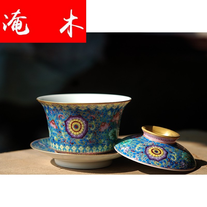 Submerged wood see colour enamel handpainted lotus treasure phase flower tureen jingdezhen all checking ceramic porcelain fine powder enamel