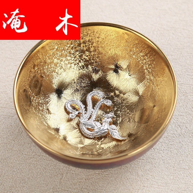 Submerged wood gold see colour with whitebait YinJian lamp cup cup sample tea cup cup bowl ceramic hat cup kung fu master