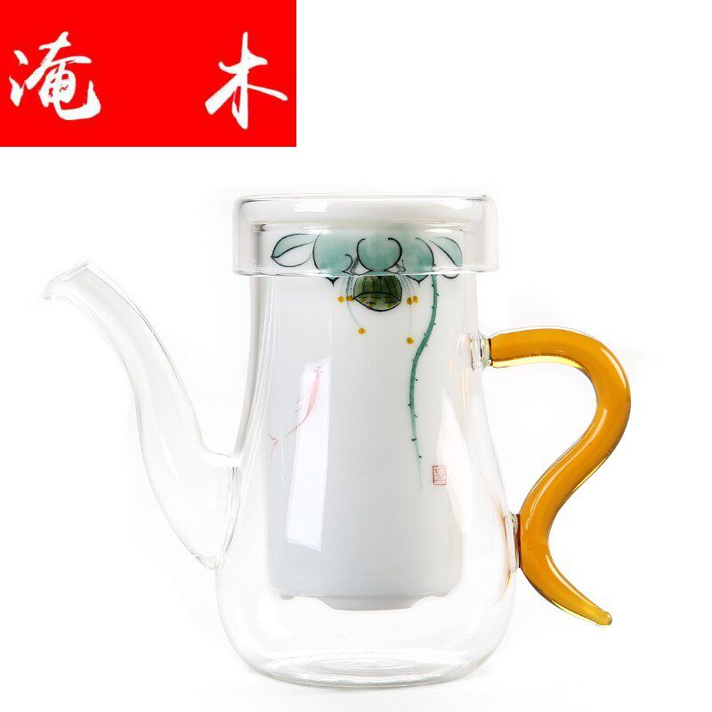 Glass red tea teapot brewed teapot dehua white jade porcelain teapot handdrawn ceramic bile filter bubble tea tea