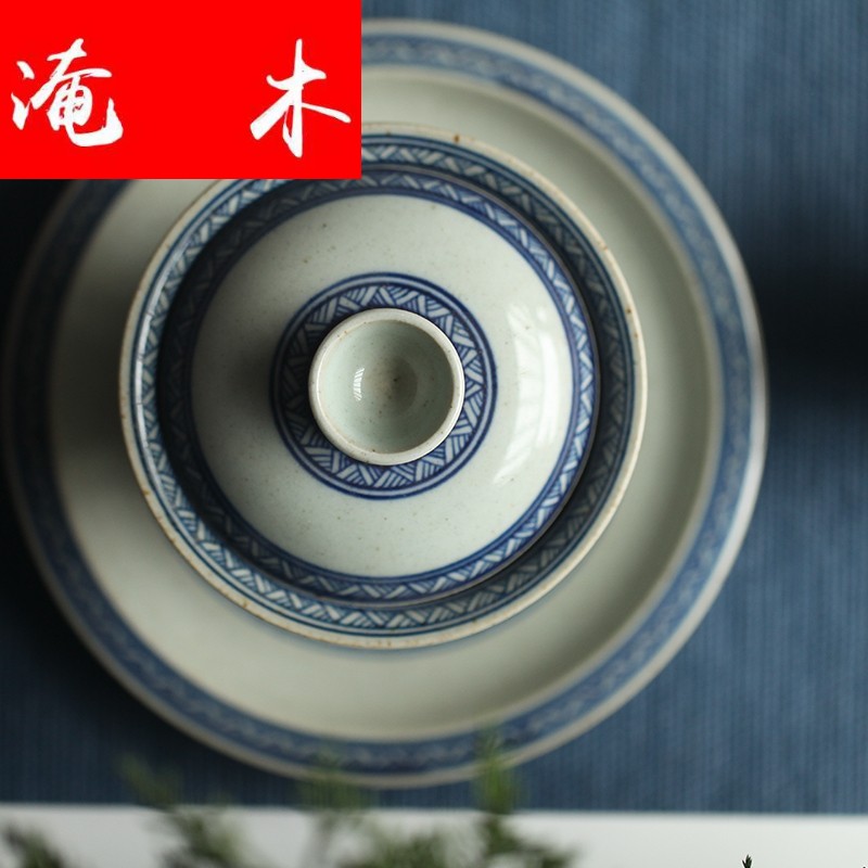 Flooded wood not brahman manual hand - made straw grain porcelain antique three bowl of large - sized ceramic kung fu tea tea cups