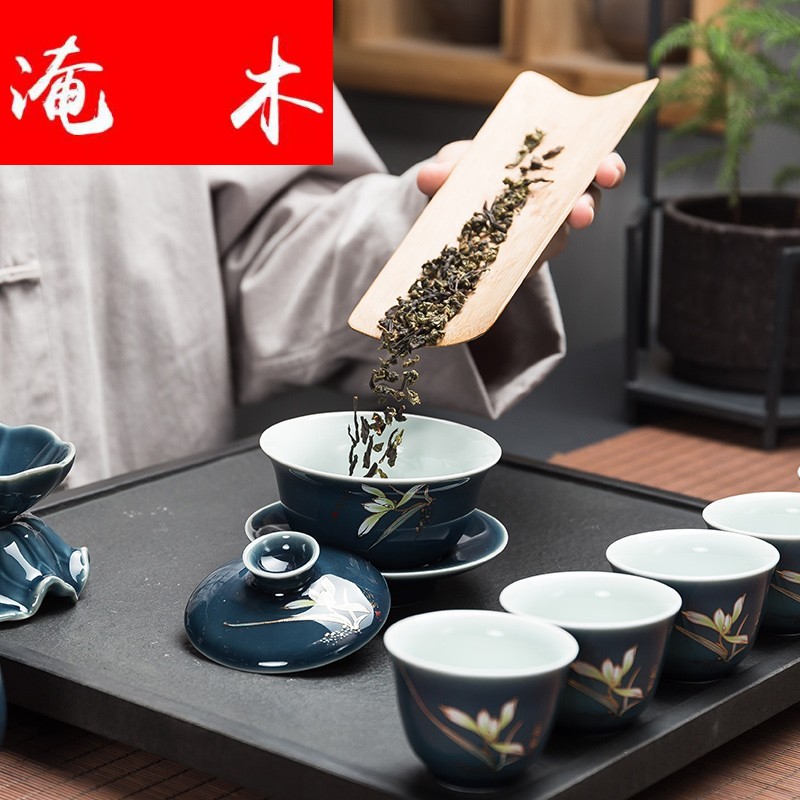 Flooded mulan aggregates tea suit Japanese household modern travel side teapot teacup contracted ceramic kung fu tea set
