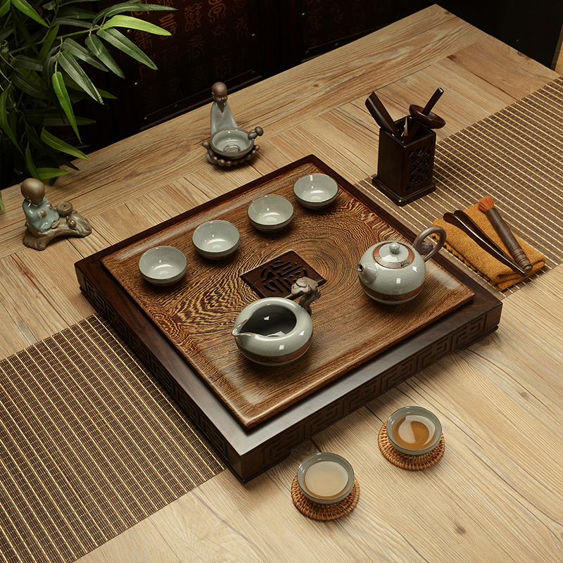 Flooded wenge wood tea set tea tray was elder brother up with household kung fu are it real wood contracted cups of tea of a complete set of the sea