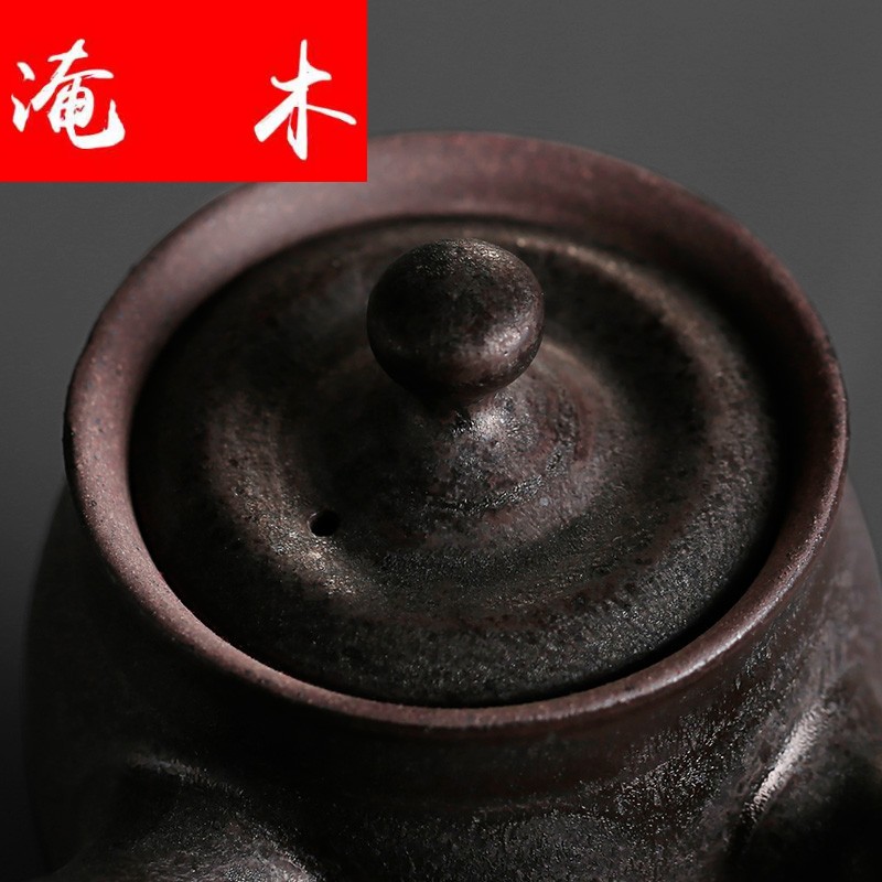 Flooded wooden Japanese side pot of coarse pottery teapot kung fu tea set single pot of boiled ceramic teapot restoring ancient ways of black tea