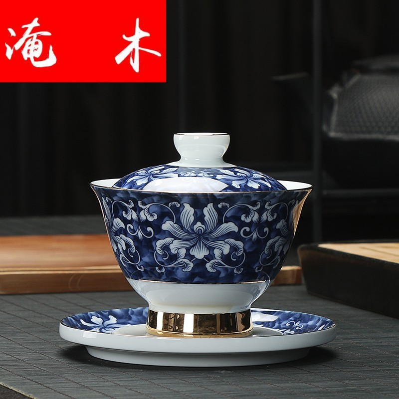 Submerged wood jingdezhen porcelain paint tureen ceramic cups only three bowls of kung fu tea bowl is large