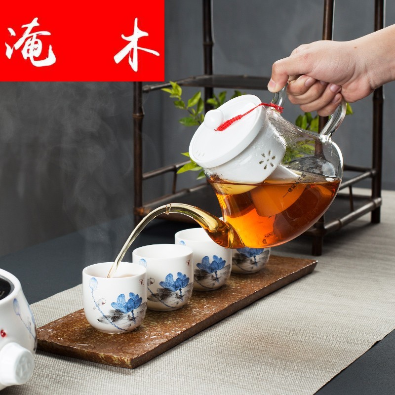 Submerged wood cooked a whole set of heat - resistant glass teapot tea steamer household contracted automatic electric TaoLu boiled tea set