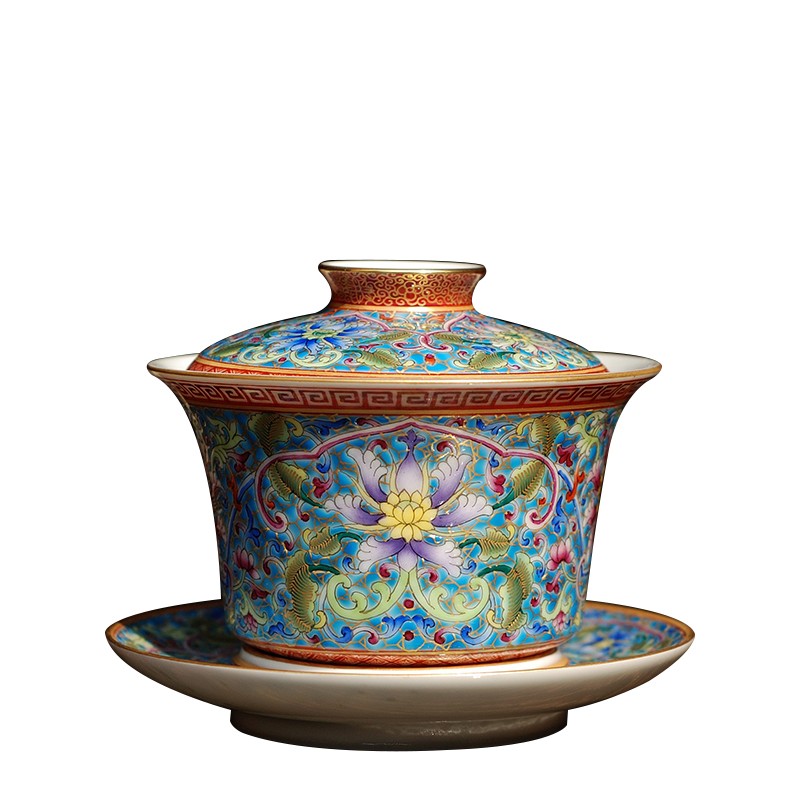 Submerged wood hand - made paint flowers only three tureen jingdezhen ceramic tea set manually boutique famille rose bowl is not nine