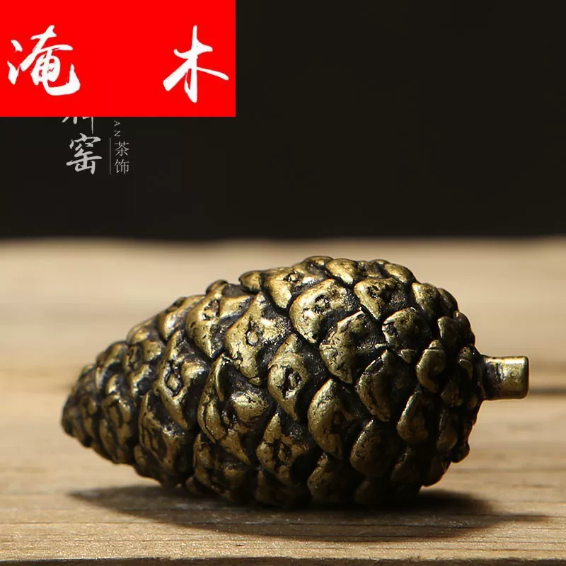 淹木 Shi Zen Kiln Pure Copper Pine Cone Tea Pet Japanese-style cover shelved tea table cover bracket Kung Fu tea ceremony match