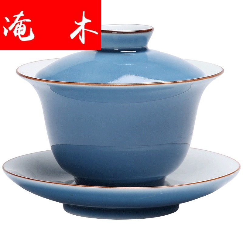 Submerged wood ji the qing three it tureen pea green, ji blue purple ceramic kung fu tea tea bowl expressions using three tureen