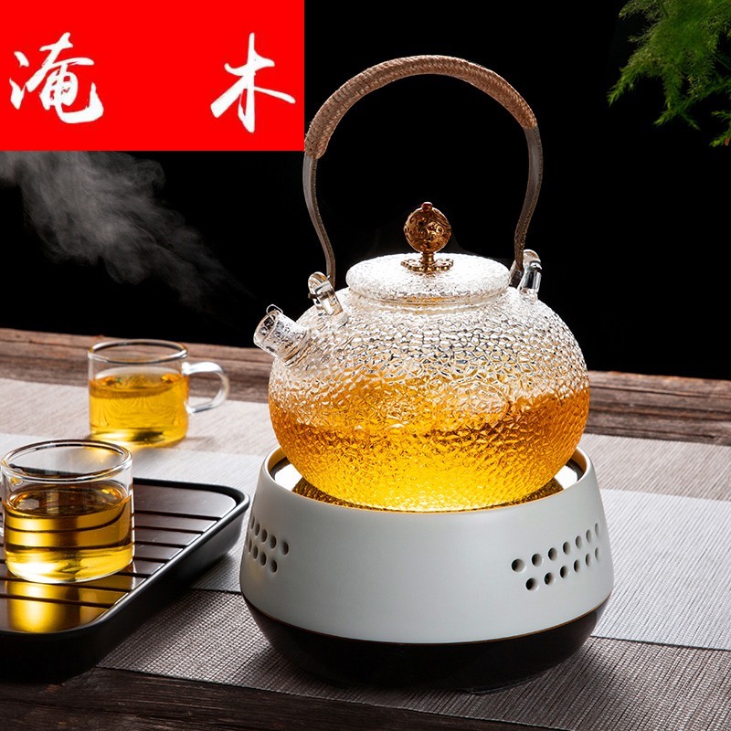 Flooded wooden Japanese black tea the pot of tea, the electric hammer heat - resistant glass TaoLu cook mercifully tea kettle household whole