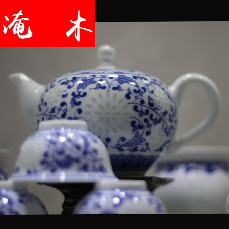 Submerged wood all hand - made porcelain lingling kung fu tea sets suit high - end gift box porcelain jingdezhen all hands