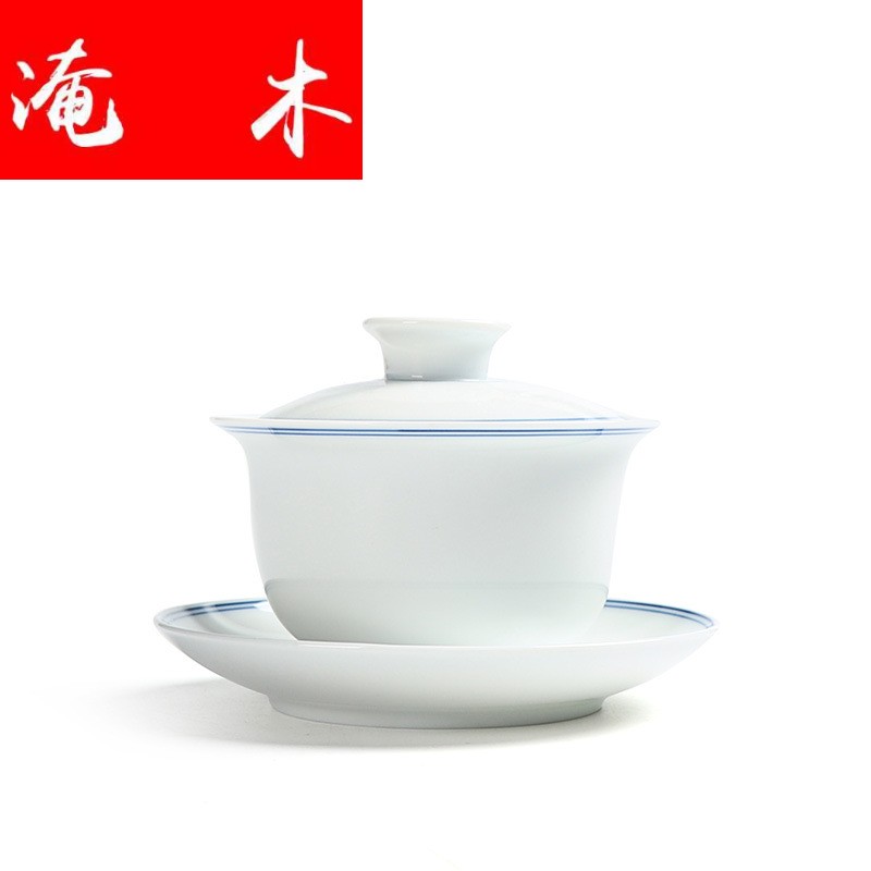 Submerged wood jingdezhen hand - made include of blue and white porcelain tea set double tureen cup gift box packaging logo