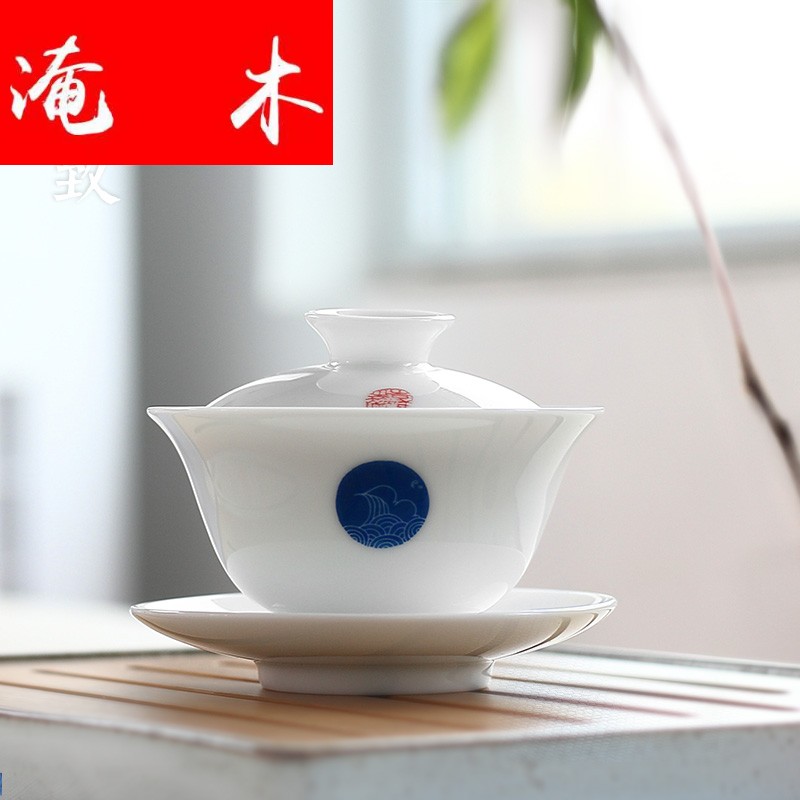 Submerged wood white porcelain hand - made porcelain tureen tea cups yongle sweet white glaze tureen three bowl of thin foetus ceramic kung fu tea set