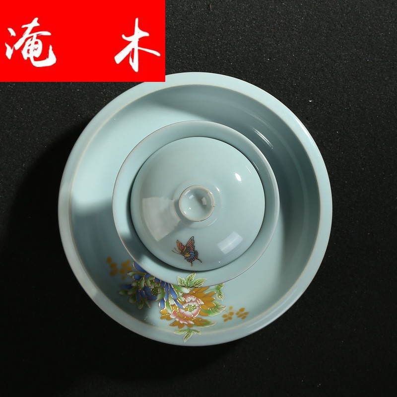 Submerged wood celadon kung fu tea set suit steak scented tea prepared tureen splendid flower cups celadon interface. A cup of tea